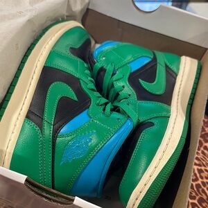 Jordan Green and Black High-Top Sneakers